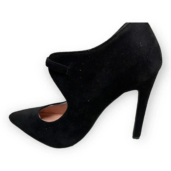 Jg Womens Black Faux Suede Pointed Toe Buckle Pumps Heels Sz 5.5 Classic Sexy - Picture 7 of 10